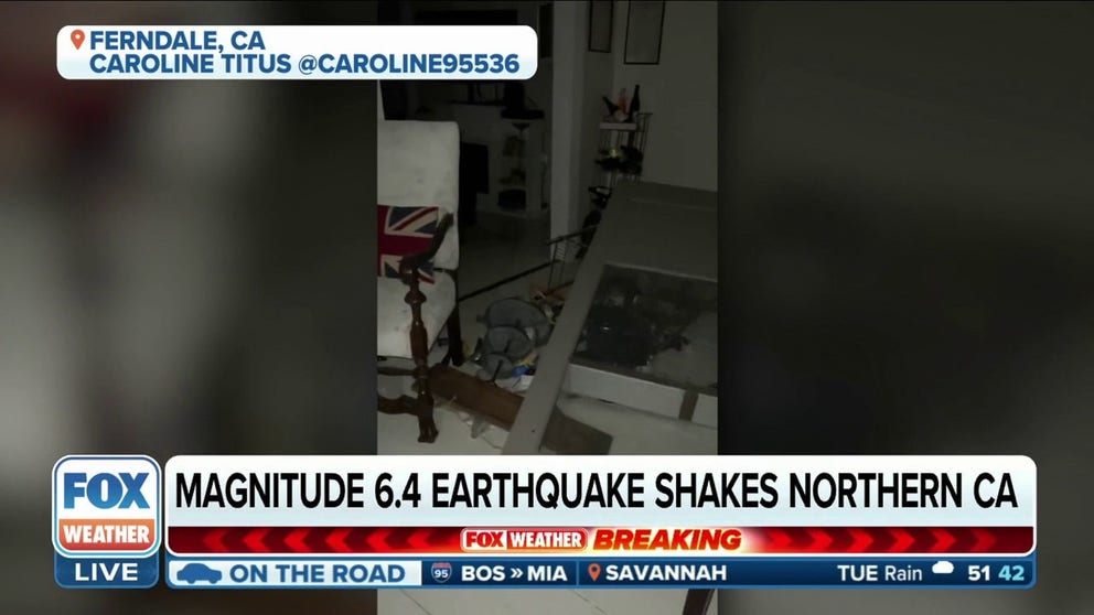 Ferndale, California resident Caroline Titus says the magnitude 6.4 earthquake that rattled Northern California was "pretty violent." 