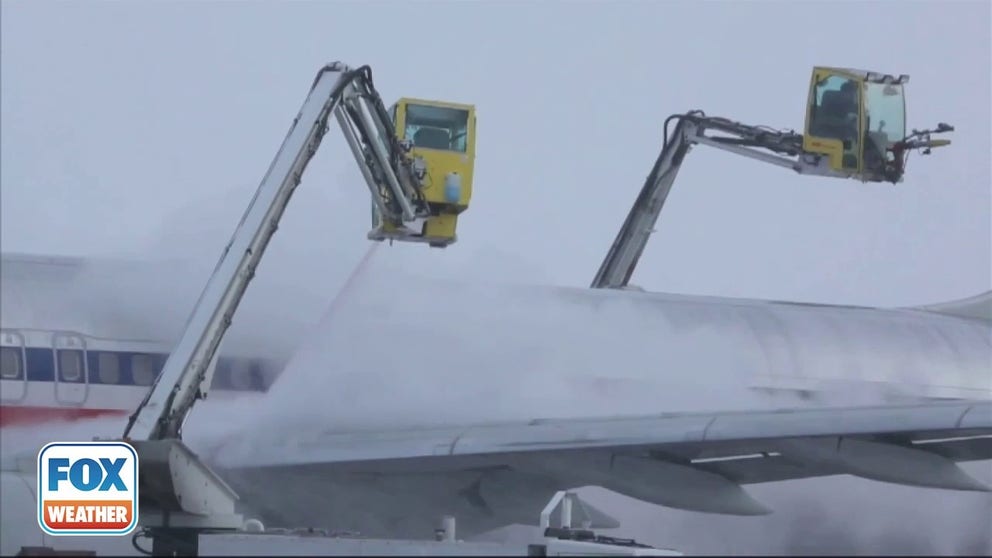 De-icing is essential for airplanes to take off safely in the winter months. FOX Weather's Max Gorden went to Denver International Airport to get an inside look at United Airlines' de-icing operation and shows how it works.