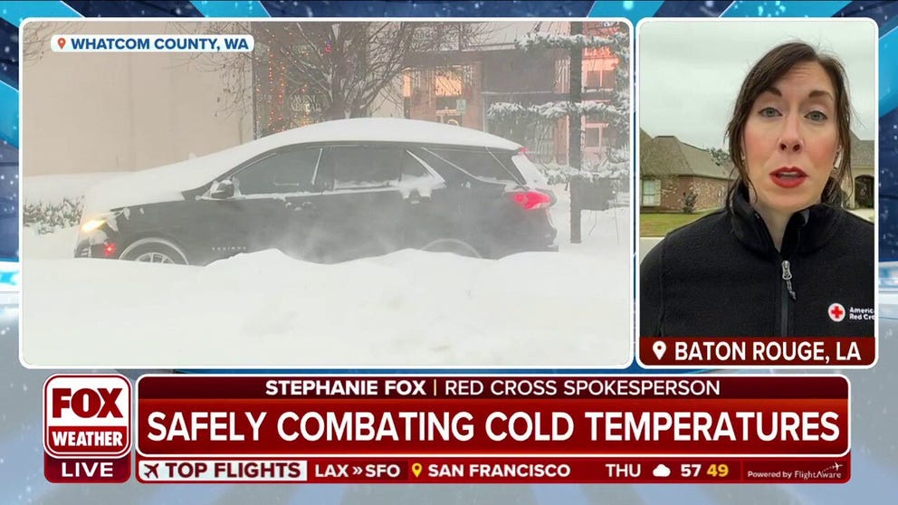 Red Cross Spokesperson Stephanie Fox provides safety tips to those in the path of a powerful winter storm. Fox recommends staying inside and avoiding the roads amid 'treacherous' conditions. 