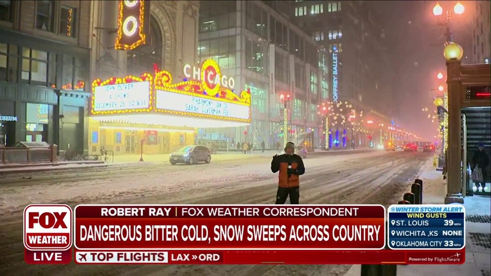 With temperatures expected to drop below zero in the Windy City, slushy snow will freeze overnight, says Robert Ray, FOX Weather correspondent. Northeastern Illinois sees the threat of bursting pipes and power outages amid the Christmas week blizzard. 