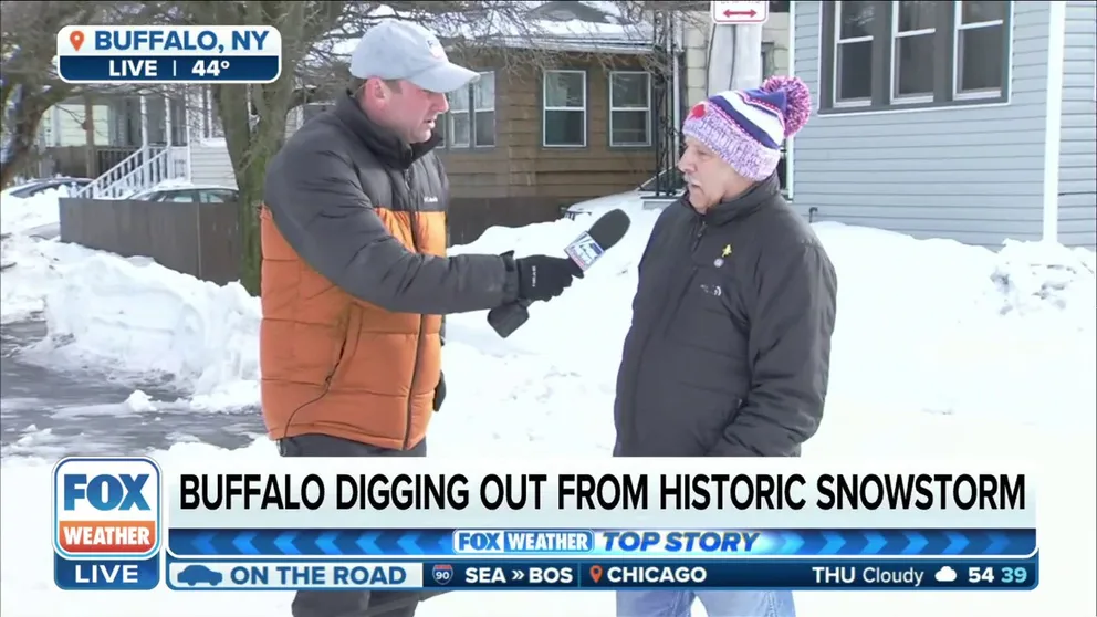 Bill Smith, a Buffalo resident of 35 years, tells FOX Weather's Robert Ray this blizzard is the worst winter weather event he's seen. Smith notes it took days to exit his home due to doors being blocked by snow. 