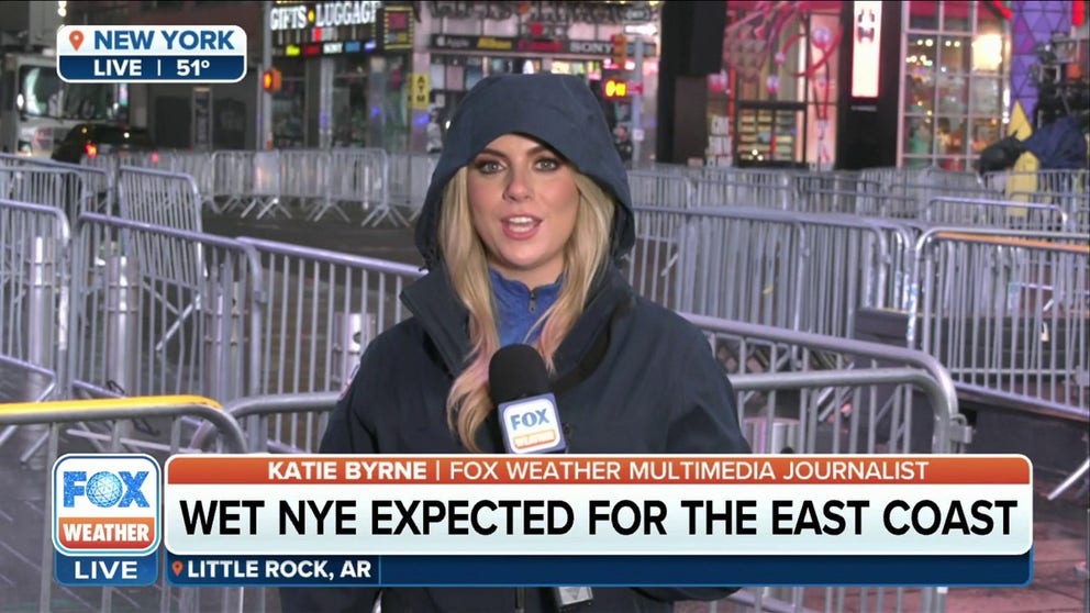 FOX Weather multimedia journalist Katie Byrne is in Times Square, where a wet start to 2023 is expected along the streets of New York City.
