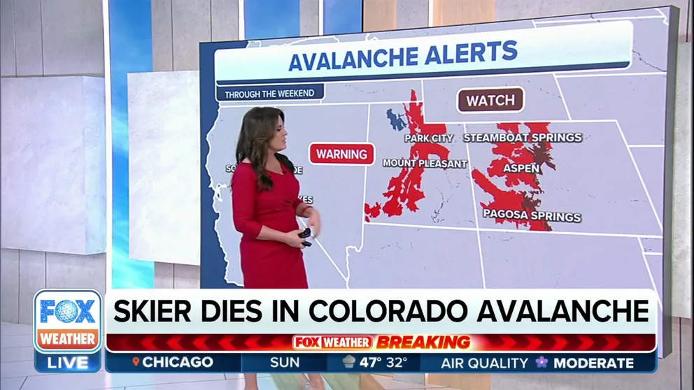 Officials say a skier died in an avalanche outside Breckenridge Ski Resort in Breckenridge, Colorado, on Saturday.
