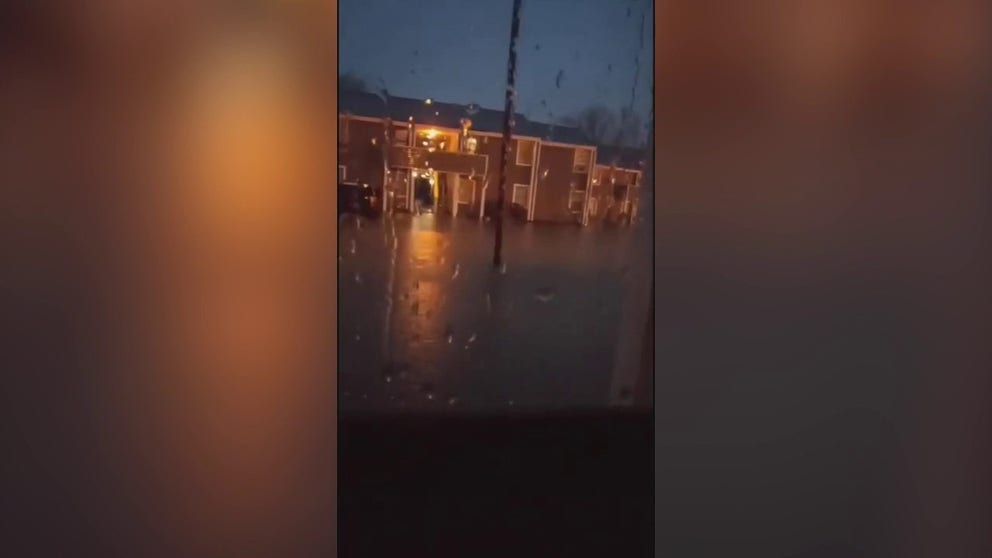 Videos posted by Kesha Iliveitforme Edwards on Tuesday shows inches of water in an apartment in flooded West Memphis, Arkansas.