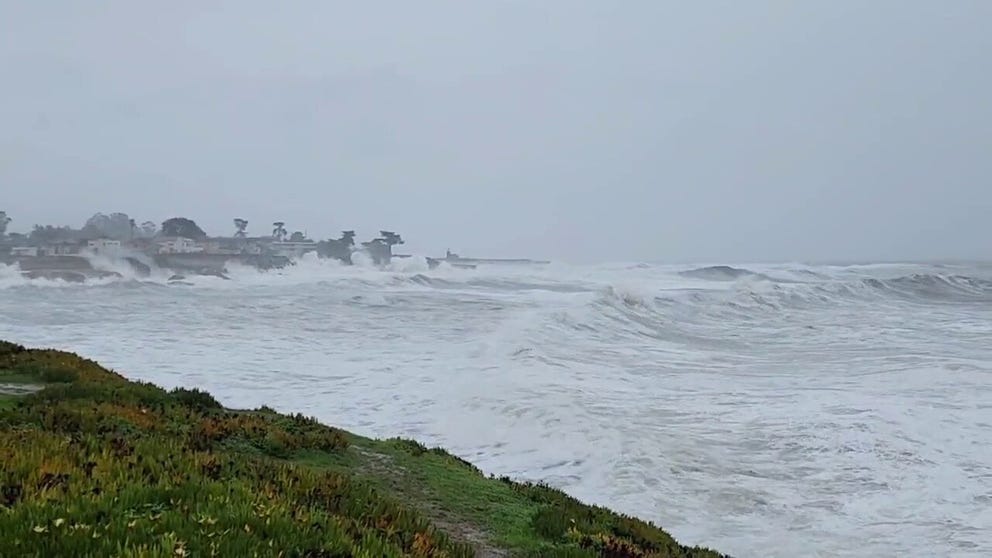 Footage shows a restless ocean slamming wave after wave onto the shores of California. The state has been hard-hit by a bomb cyclone this week. (Courtesy: @lucky_donuts / Twitter)