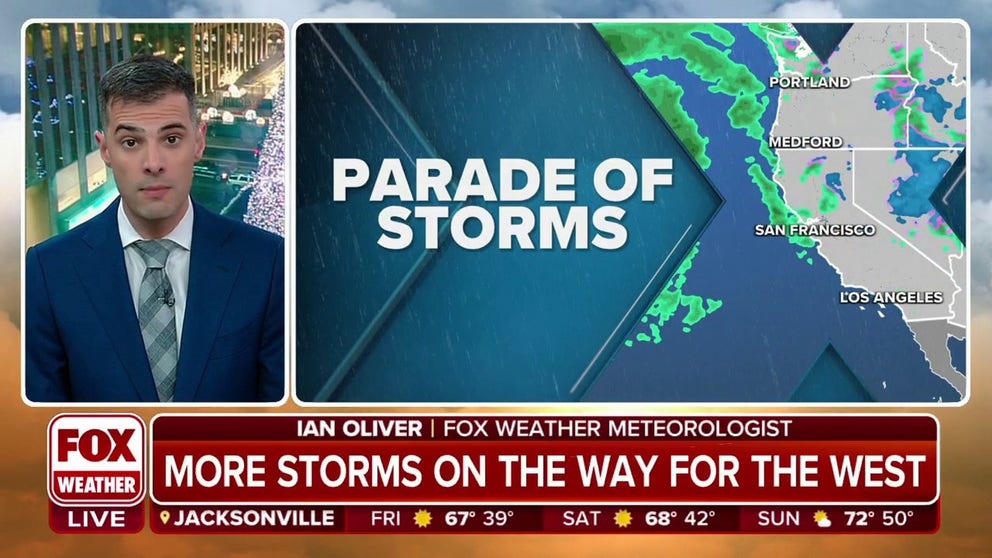 Relentless rain will continue to soak the West Coast and FOX Weather’s Ian Oliver explains why these parade of storms are uncommon.