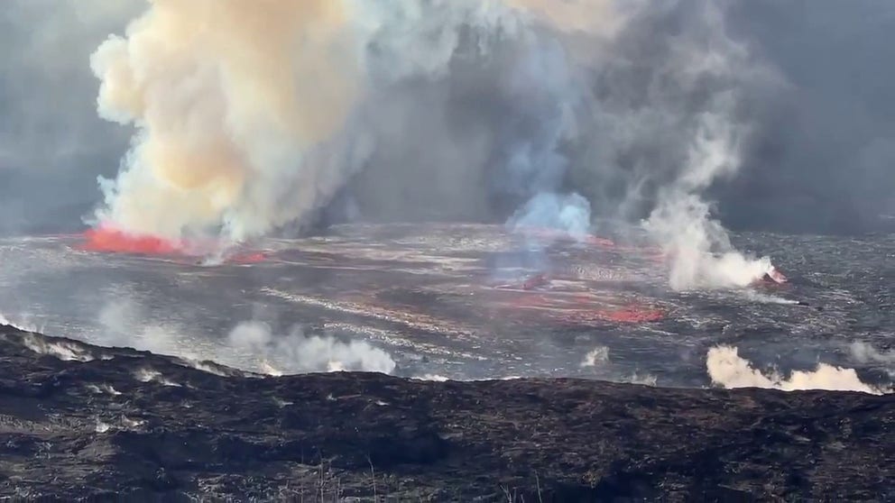The Hawaiian Volcano Observatory said lava was seen flowing into a crater on Kīlauea’s summit in Hawaii Volcanoes National Park.