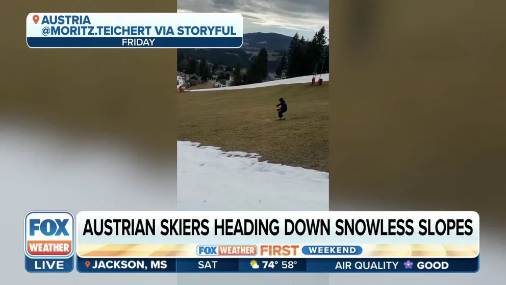 Skiers in Austria were forced to hit the green slopes. Record heat melted snow across Europe recently giving some skiers few choices but to ski on wet grass.