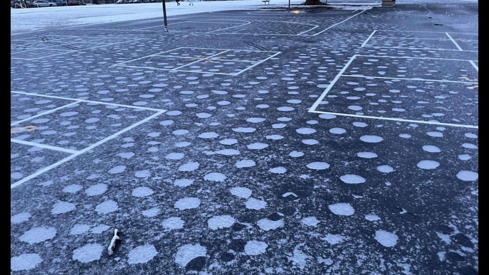 The "rare" weather phenomenon was captured on Wednesday morning at Whittier Elementary School in Salt Lake City. Chris Herrmann came upon the icy playground when he came to work at the school, after rain had swept through the area the night before. (Courtesy: Chris Herrmann)