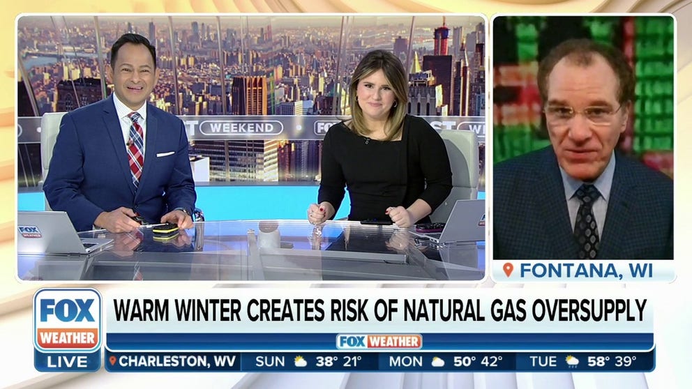 Senior market analyst, author and FOX Business contributor Phil Flynn joined FOX Weather on Sunday morning to explain how the warmer weather this winter has led to a drop in gas prices.