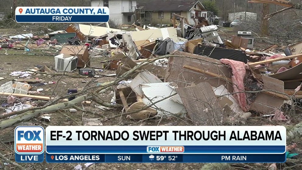 Several people were killed when a powerful EF-2 tornado ripped through several Alabama communities on Thursday. FOX Weather correspondent Nicole Valdes has the report from Autauga County, Alabama.