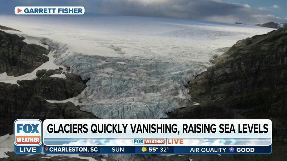 Glaciers across the world are melting at a faster rate than scientists had expected. One photographer is taking to the sky to make sure future generations can still enjoy them.