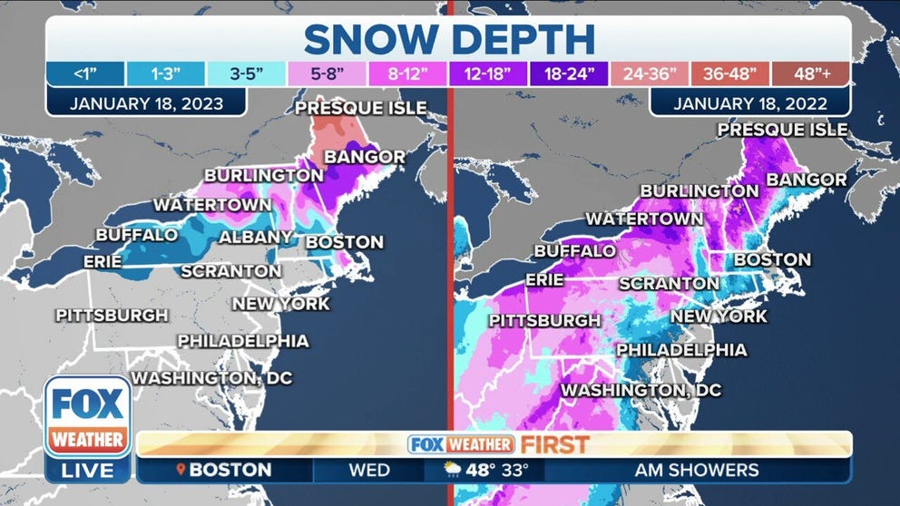 FOX Weather's Jane Minar and Kendall Smith look back and compare a snowy January 2022 in the Northeast to a dry January this year in the same areas. 