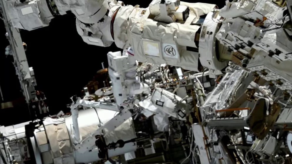 NASA astronaut Nicole Mann and Japan Aerospace Exploration Agency astronaut Koichi Wakata installed hardware on the space station for its next solar array.