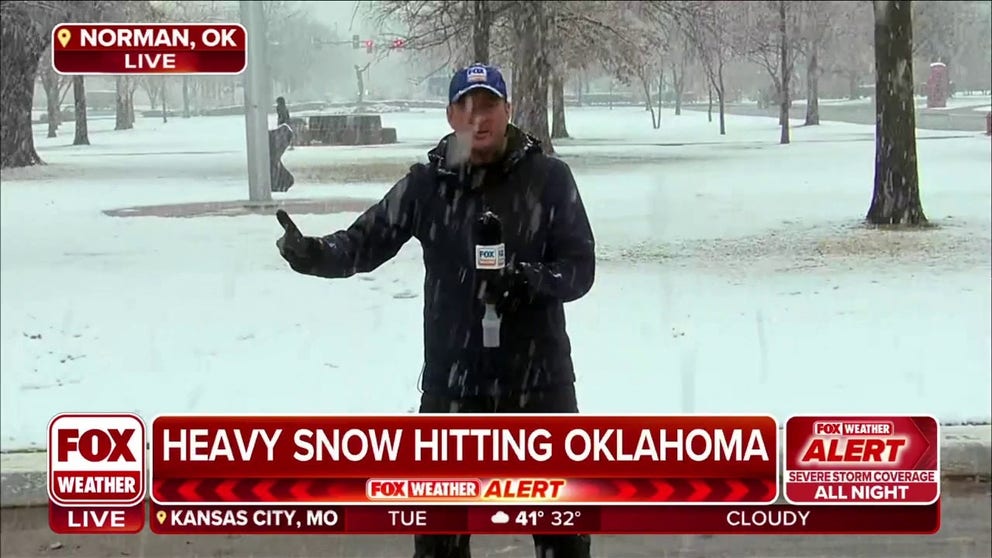 FOX Weather's Robert Ray is live in Norman, Oklahoma as an impactful winter storm makes its trek across parts of the state. 