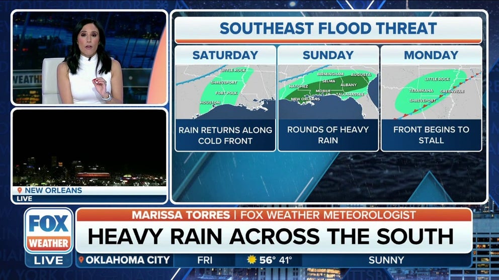 Rounds of heavy rain will soak South | Latest Weather Clips | FOX Weather