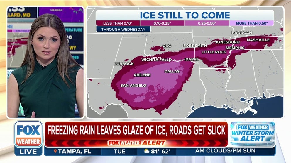 A long-duration ice storm has begun across the Southern Plains and Mid-South, thanks in part to a bitter blast of arctic air now firmly in place across the Central U.S. Significant impacts over the next several days are expected.