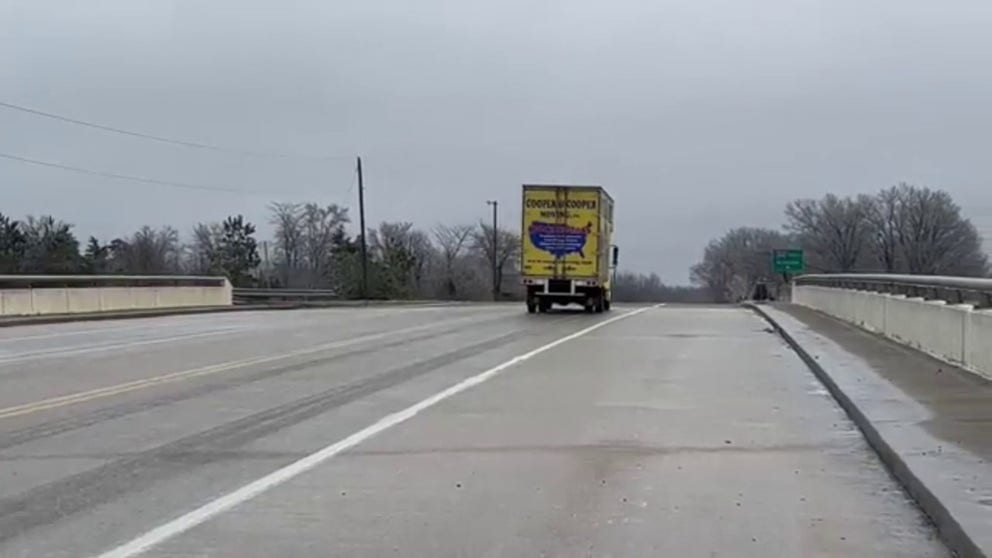 FOX Weather multimedia reporter Will Nunley captured this video of a truck sliding on a bridge during an ice storm in the Memphis metro on Tuesday morning.