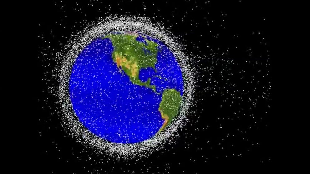 The following graphics are computer generated images of objects in low-Earth orbit that are currently being tracked. The orbital debris dots are scaled according to the image size of the graphic to optimize their visibility and are not scaled to Earth. (Courtesy: NASA ODPO)