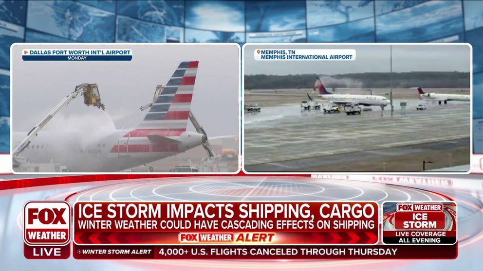 Jon Davis, Chief Meteorologist for Everstream Analytics, discusses how the ice storm will cause shipping and cargo disruptions in Dallas and Memphis - two of the top cargo airports in the US. 