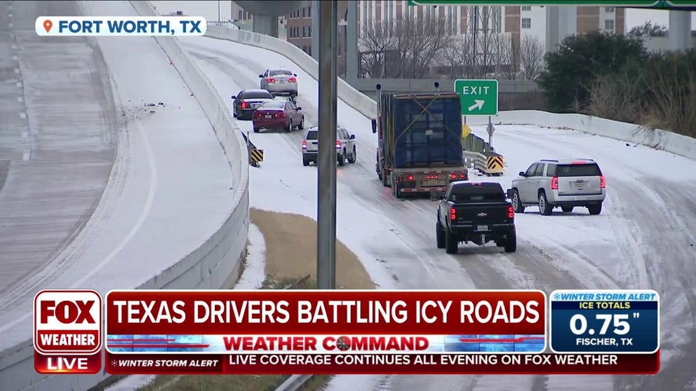 FOX 4 Dallas reporter Shannon Murray is in Fort Worth, Texas, where drivers are having a tough time on the roads due to icy conditions, while first responders are urging people to stay off the roads.