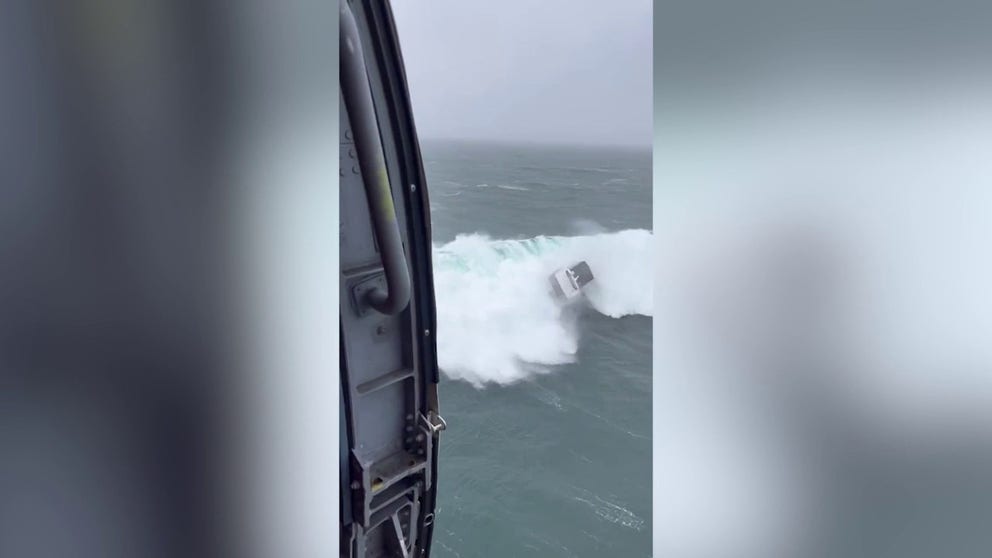 The U.S. Coast Guard said they had a dangerous rescue Friday after waves capsized a boat with a man on board. 