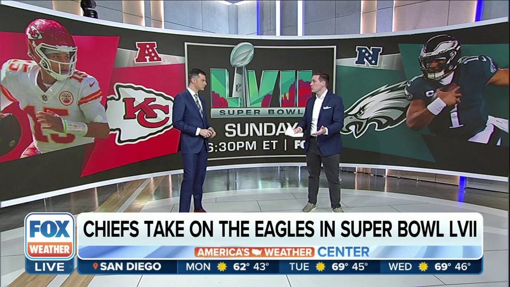 Sports analyst Paul Gerke on kickoff conditions both the Kansas City Chiefs and Philadelphia Eagles can expect ahead of Sunday's big game in Glendale, Arizona. 