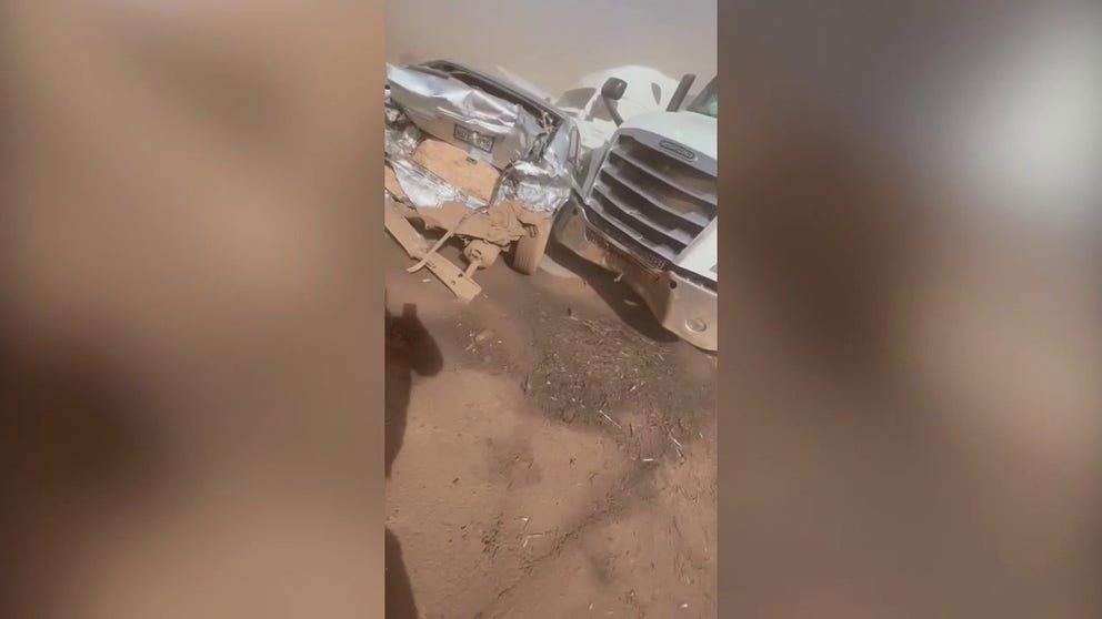 Take a look at the scene a Texas County Sheriff's Deputy found. What started as a 2 truck crash quickly became a multi-vehicle pileup on an Oklahoma highway during a dust storm that knocked visibility to near zero. One driver died.