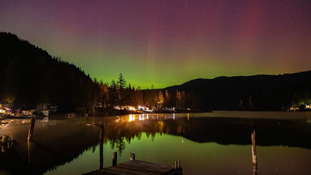  A vivid display of the Northern Lights graced the skies of Washington on Valentine's Day.
