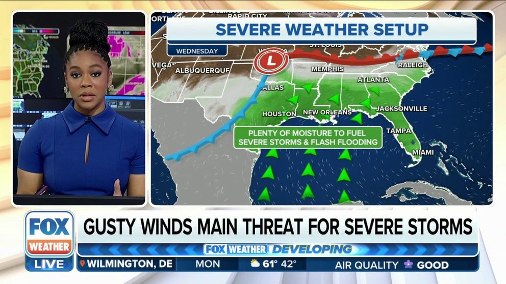 Severe storms with gusty winds possible for parts of South by midweek ...