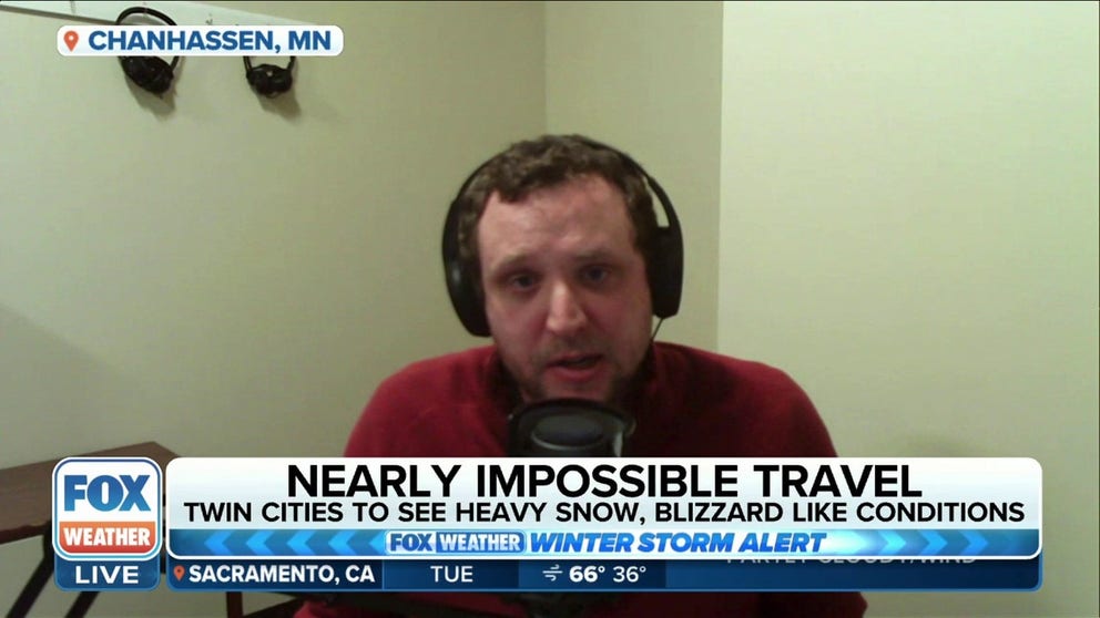 NWS Twin Cities Meteorologist Ryan Dunleavy told FOX Weather central and southern Minnesota can expect blizzard conditions and close to 2 feet of snow from a powerful winter storm. Dunleavy urges residents to avoid roadways during blowing snow.   