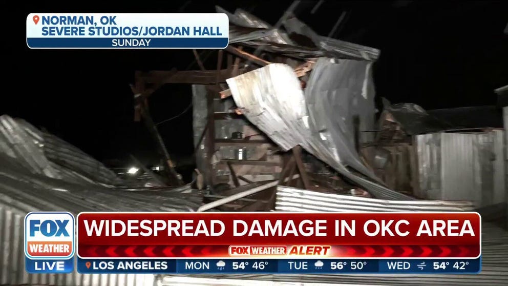 An early-season tornado carved a path of damage across the southeast side of Norman, OK on Sunday evening.
