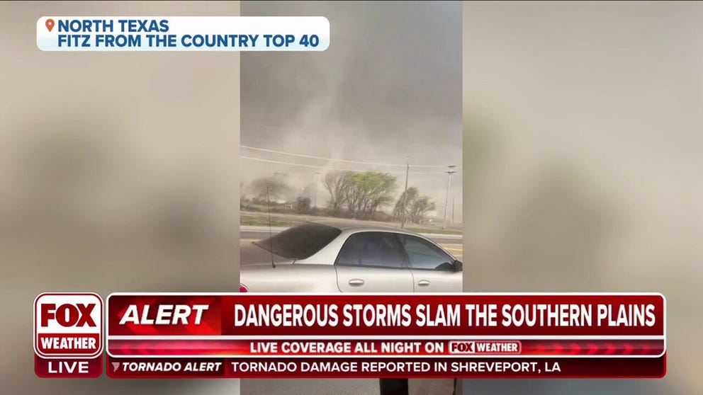 A driver escaped a tornado that touched down in North Texas while strong winds whipped trees around in Little Elm. FOX Weather correspondent Max Gorden with more on the storms tearing through the Lone Star State. 