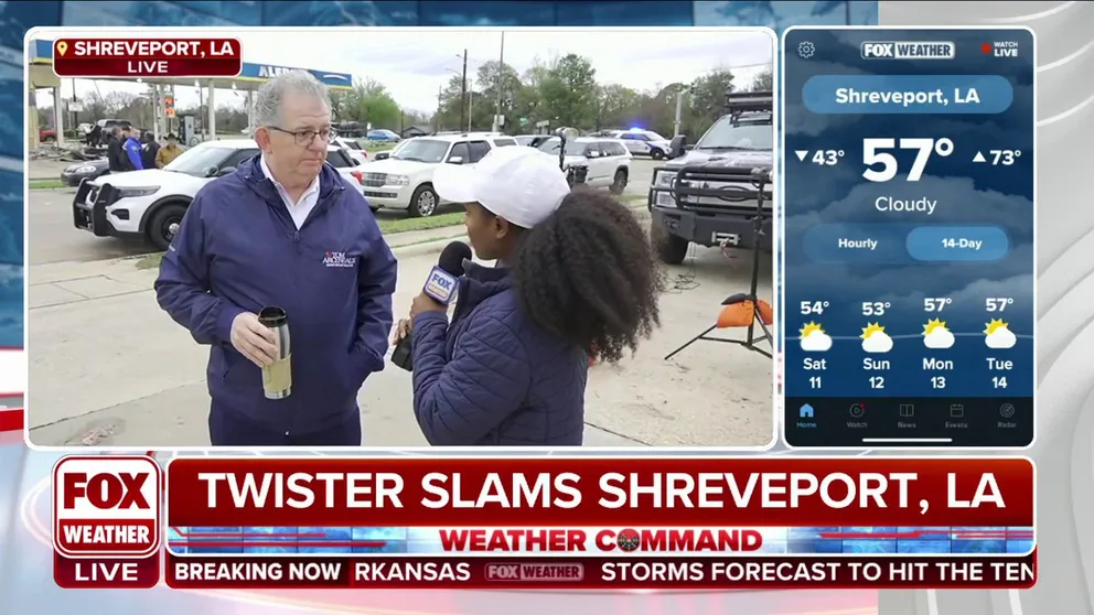 FOX Weather Multimedia Journalist Brandy Campbell speaks with the mayor of Shreveport, Louisiana, Tom Arceneaux, on the cleanup efforts that are going on in the city following a destructive tornado that moved through the area yesterday.