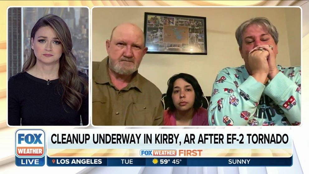 The Lawson family joins FOX Weather to discuss the harrowing moment when an EF-2 tornado lifted their trailer home with them inside, nearly crushing them.