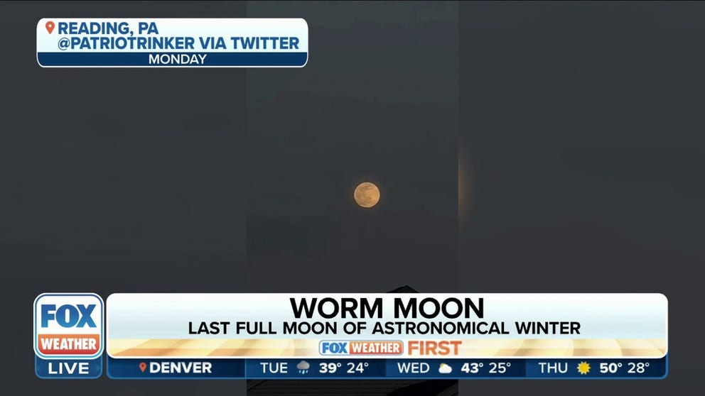 The last full moon of astronomical winter reached full illumination. FOX Weather Multimedia Journalist Katie Byrne is in Allentown, Pennsylvania to catch a glimpse of the "worm moon".