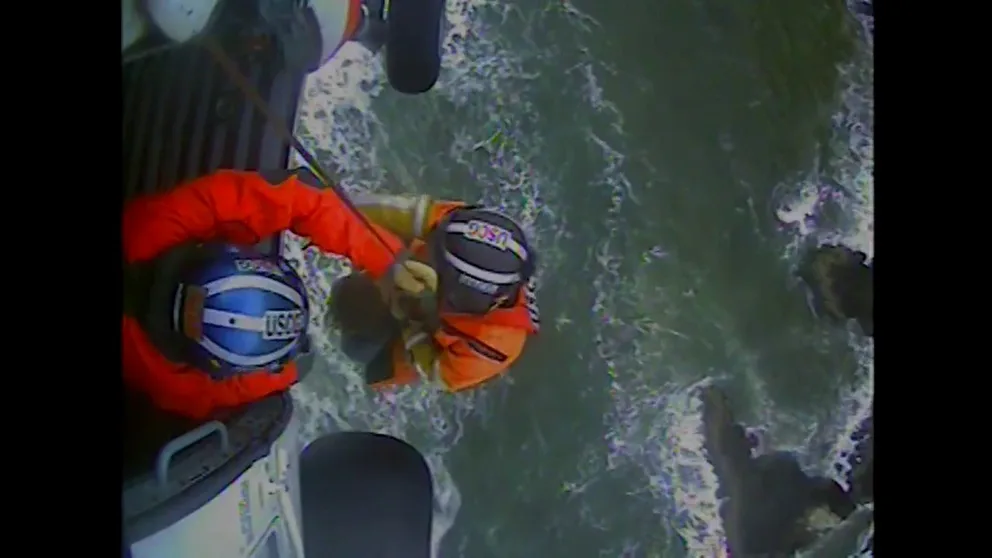 A U.S. Coast Guard aircrew from Astoria rescued two surfers Sunday afternoon near Ecola State Park in Oregon.