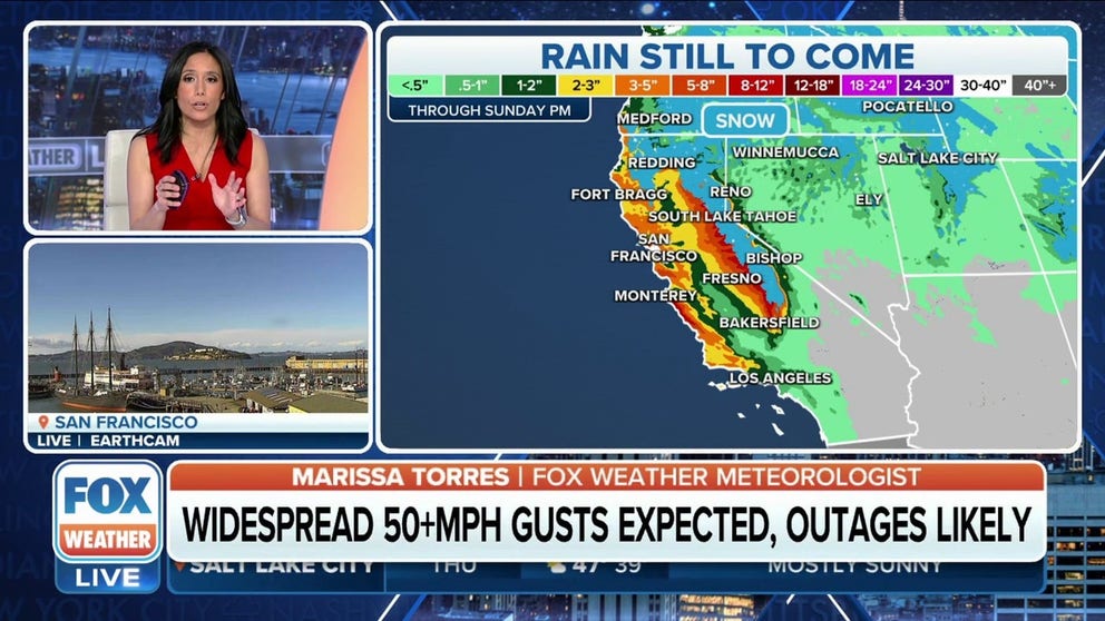 Flooding rain and feet of snow are again poised to hit California with and atmospheric river-fueled storm starting Thursday. FOX Weather's Marissa Torres tracks the worst of the rain, snow and flooding.