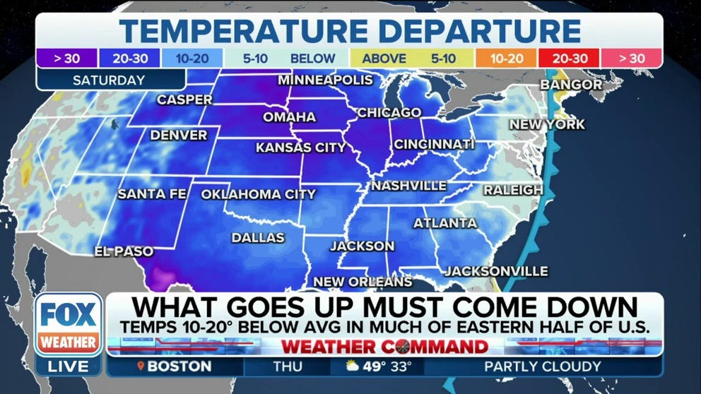 Temperatures will plummet to below-average as cold front sweeps across ...