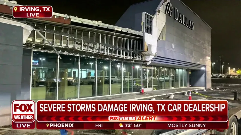 A car dealership in Irving, Texas sustained major damage from severe storms Thursday. FOX Weather multimedia journalist Brandy Campbell provides a closer look at the damage. 