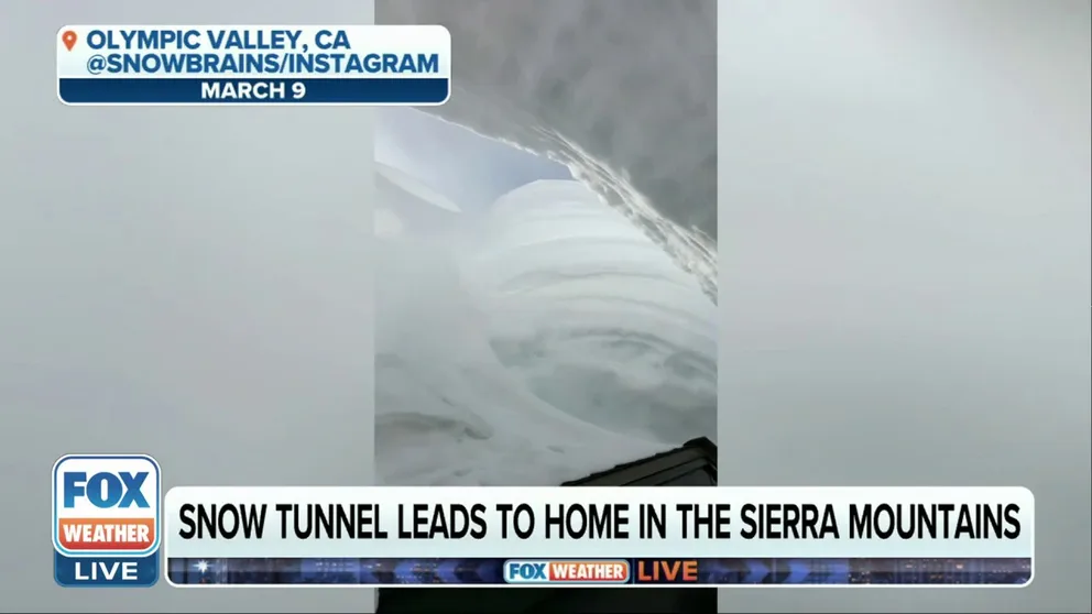 SnowBrains CEO Miles Clark told FOX Weather about 15 feet of snow was on top of his friend’s home in Olympic Valley, California earlier in March. Clark noted he was afraid of falling snow and began running through a snow tunnel leading to the home. The home shook when snow fell to the ground. 
