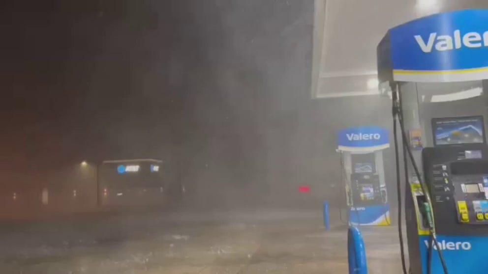 Strong wind and rain lashed parts of north Texas early on Friday, March 24, as severe thunderstorms hit the region. Footage posted to Twitter shows stormy conditions in Gainesville on Friday morning.