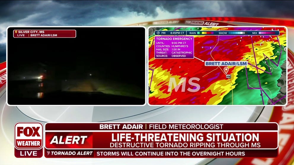 Field meteorologist Brett Adair told FOX Weather a massive tornado brought total destruction to Silver City, Mississippi.
