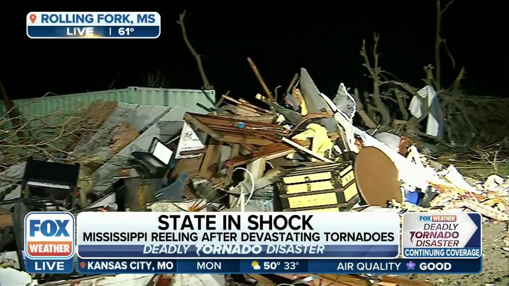Mississippi is reeling after catastrophic tornadoes ripped through the state Friday night. FOX Weather's Robert Ray reports from Rolling Fork, MS.