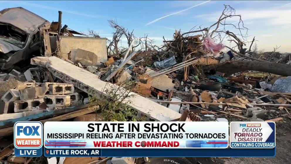 Buildings and homes have been demolished beyond recognition following a violent tornado that has left the state reeling. FOX Weather's Robert Ray reports from Rolling Fork, MS. 
