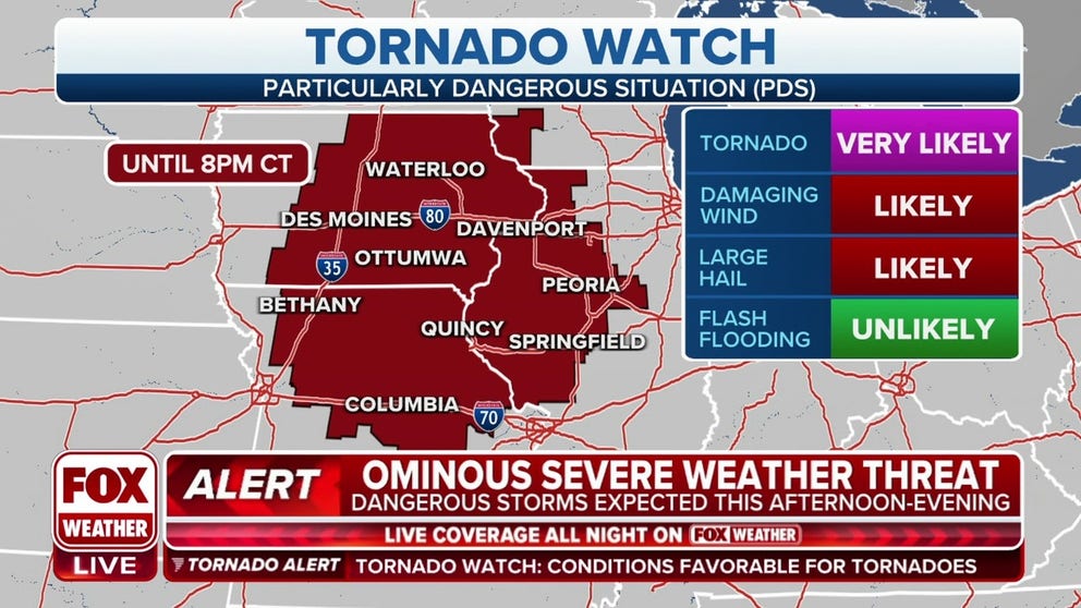 'Particularly Dangerous Situation' Tornado Watch issued for parts of IL ...
