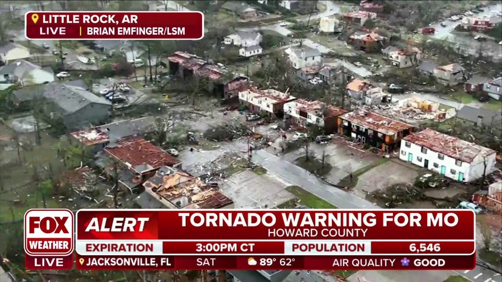 Drone video shows us our first look at extensive damage in Little Rock, AR from a possible tornado.