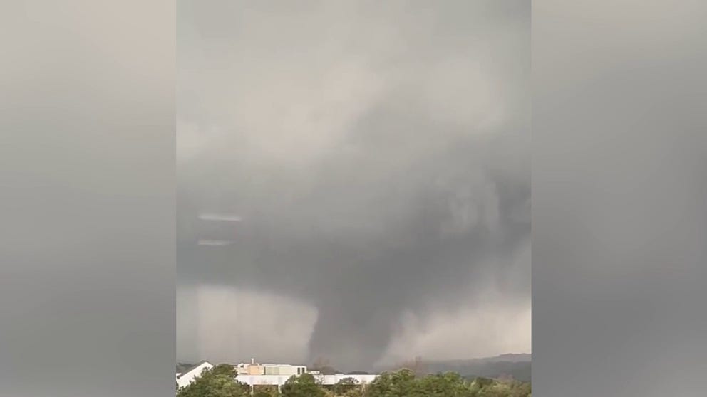A large tornado was seen moving through Little Rock, AR. This video was taken from Baptist Hospital in Little Rock. 
