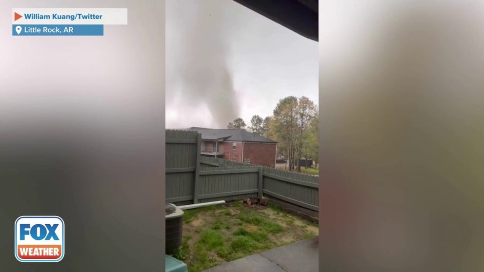 Tornado spotted behind an apartment in Little Rock, Arkansas on Friday. (Credit: William Kuang/Twitter)