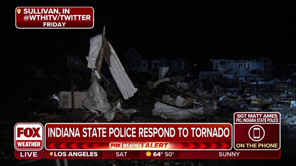 Police in Sullivan County, Indiana, are responding to damaged houses, some even ripped from their foundation following a large tornado Friday evening. Sergeant Matt Ames with the Indiana State Police joins FOX Weather over the phone. 